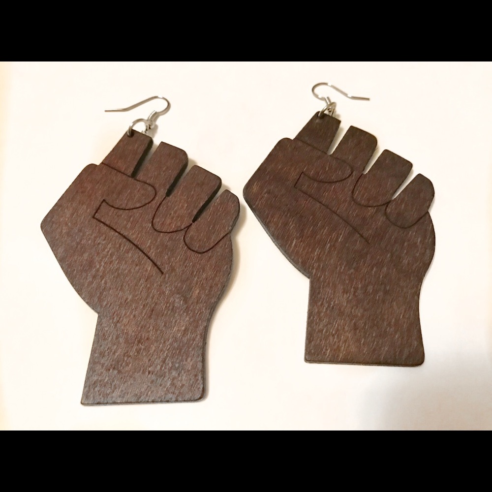 Lot of Wood Fist Earrings